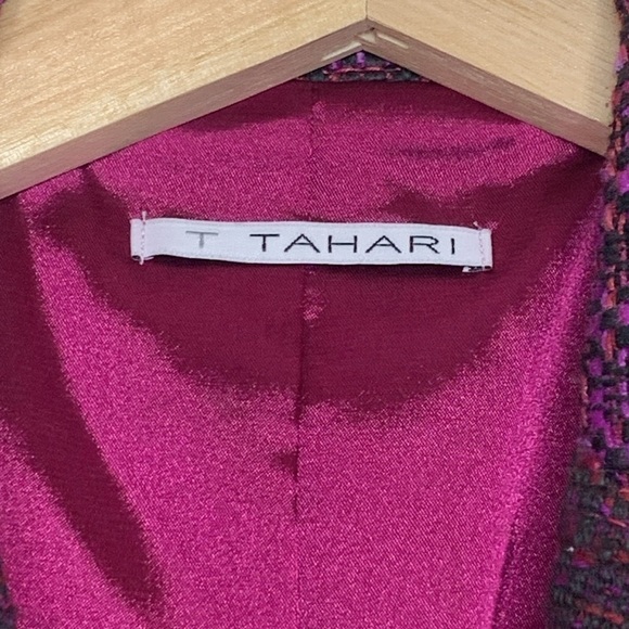 T Tahari || Purple Black Knobby Tweed Slight Crop Tailored Blazer Jacket 6 - Picture 6 of 17